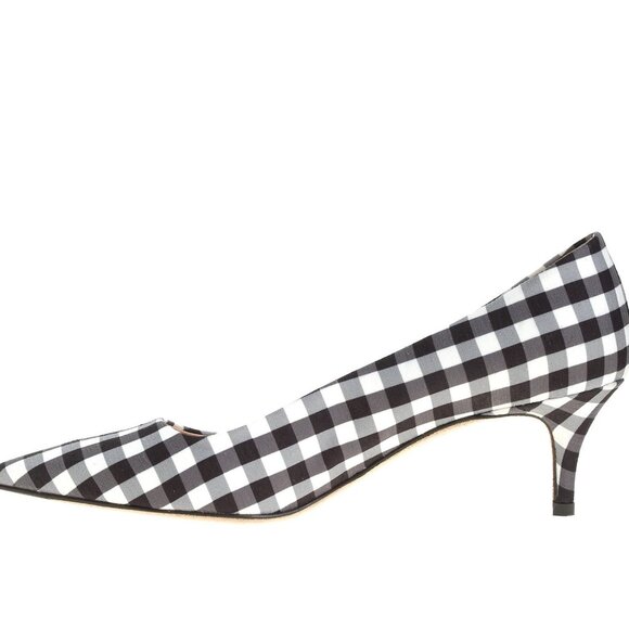 Cute Charles David Black and White Check Plaid Kitten Heel Pumps - Picture 2 of 12